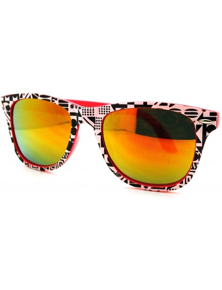 Square Aztec Tribal Print Square Sunglasses Multicolor Mirror Lens - Pink - CO11PELT8CD $11.01
