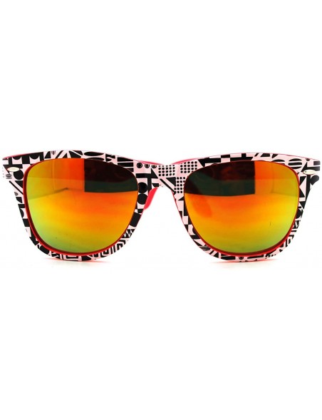 Square Aztec Tribal Print Square Sunglasses Multicolor Mirror Lens - Pink - CO11PELT8CD $11.01