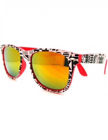 Square Aztec Tribal Print Square Sunglasses Multicolor Mirror Lens - Pink - CO11PELT8CD $11.01