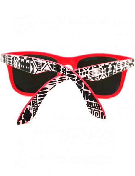 Square Aztec Tribal Print Square Sunglasses Multicolor Mirror Lens - Pink - CO11PELT8CD $11.01