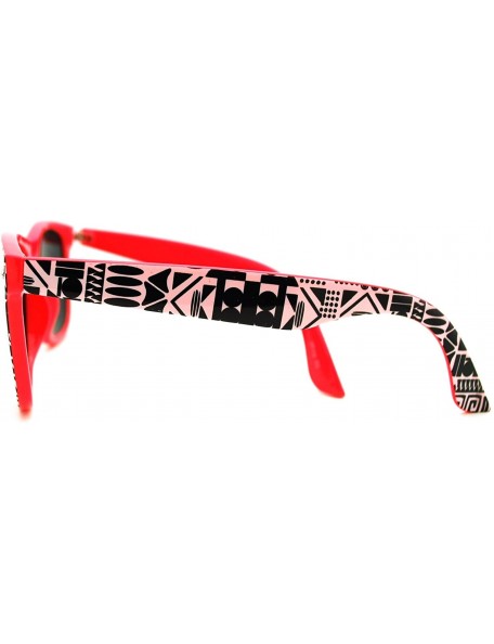 Square Aztec Tribal Print Square Sunglasses Multicolor Mirror Lens - Pink - CO11PELT8CD $11.01
