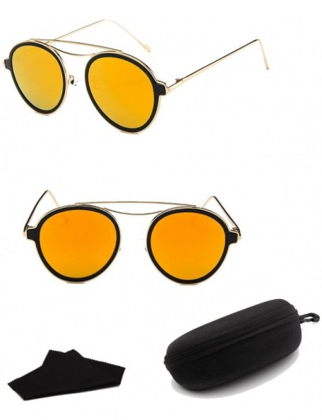 Round Men's Fashion Rhythm Retro Sunglasses Drive Polarized Glasses Men Steampunk098 (Color Blue) - Blue - CA1993WTT0R $33.96