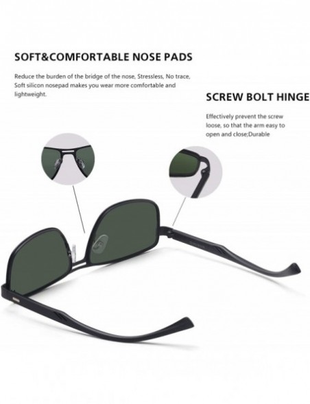 Square Vintage Square Polarized Sunglasses Men Women Shades - Dark Green Lens/ Matte Black Frame - C6194625IEX $10.20