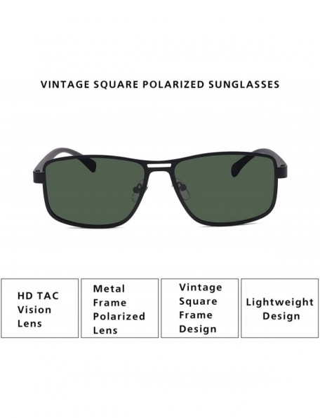 Square Vintage Square Polarized Sunglasses Men Women Shades - Dark Green Lens/ Matte Black Frame - C6194625IEX $10.20