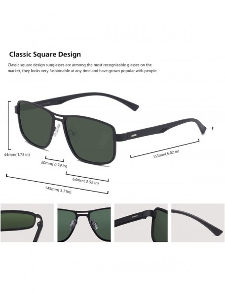 Square Vintage Square Polarized Sunglasses Men Women Shades - Dark Green Lens/ Matte Black Frame - C6194625IEX $10.20