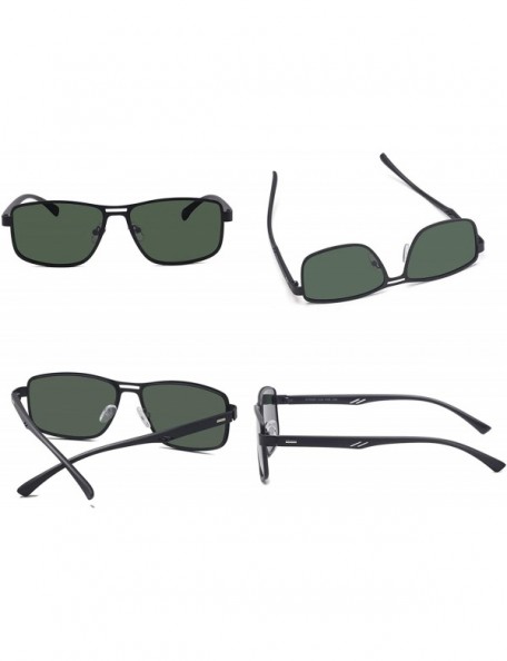 Square Vintage Square Polarized Sunglasses Men Women Shades - Dark Green Lens/ Matte Black Frame - C6194625IEX $10.20