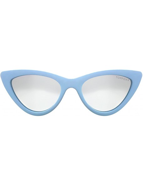 Rimless Matrix High Fashion Cateye Sunglasses for Women - Baby Blue - CN18DNUNCZY $57.26