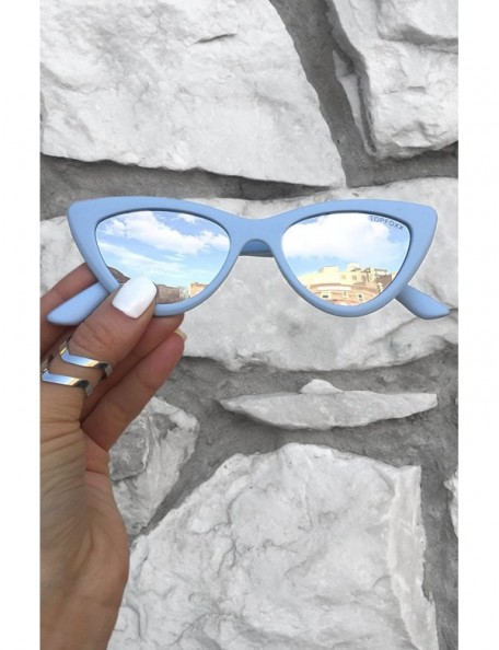 Rimless Matrix High Fashion Cateye Sunglasses for Women - Baby Blue - CN18DNUNCZY $57.26