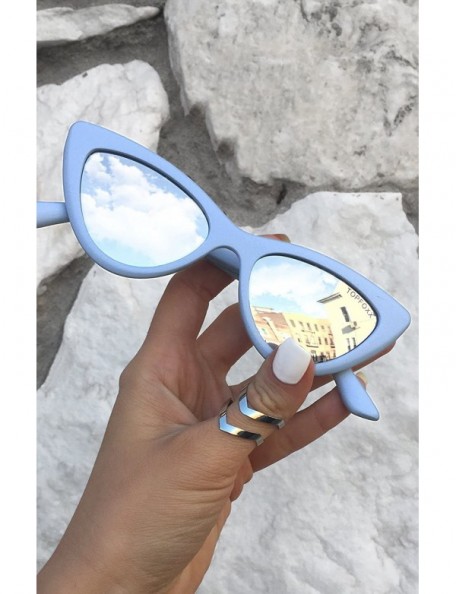 Rimless Matrix High Fashion Cateye Sunglasses for Women - Baby Blue - CN18DNUNCZY $57.26
