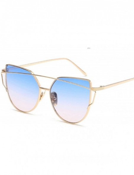 Round Sunglasses Women Luxury Cat Eye Design Mirror Flat Rose Gold Vintage Cateye Fashion Sun Glasses Eyewear - A7 - C6197A35...