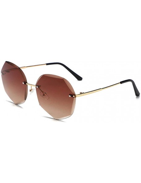 Oval sunglasses frameless trimmed personality glasses Golden - C01983DC3XS $29.66