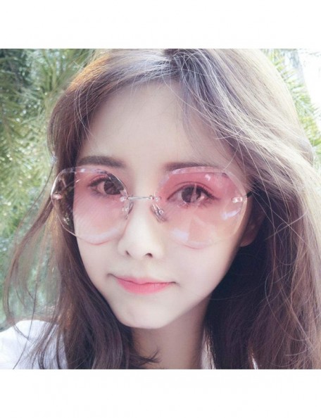 Oval sunglasses frameless trimmed personality glasses Golden - C01983DC3XS $29.66