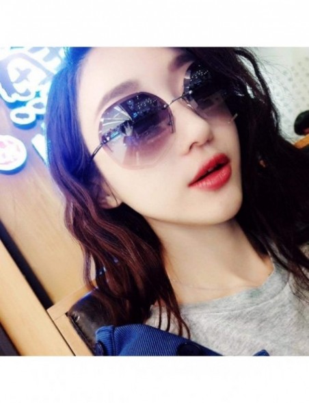 Oval sunglasses frameless trimmed personality glasses Golden - C01983DC3XS $29.66