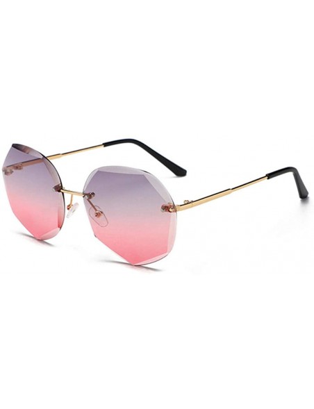 Oval sunglasses frameless trimmed personality glasses Golden - C01983DC3XS $29.66