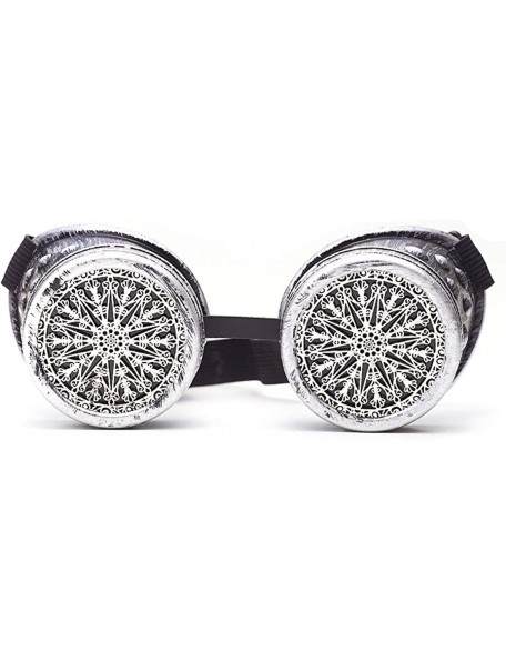 Goggle Vintage Steampunk Goggles Retro Spikes Glasses Rave Cosplay Halloween - Silver7 - CQ18HW9LEKY $9.01