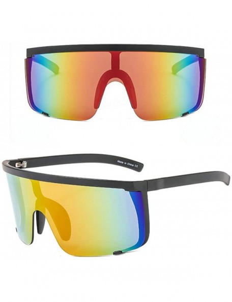 Oversized Oversized Frameless Sunglasses Windproof Sunglass - Black&red - CU18XZIDTAX $17.66