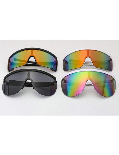 Oversized Oversized Frameless Sunglasses Windproof Sunglass - Black&red - CU18XZIDTAX $17.66