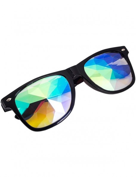 Goggle Kaleidoscope Sunglasses Round Rave Festival Diffraction BEST Prism Glasses - Black+red - CP18HQCDCDS $23.04