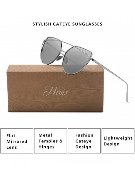Cat Eye Cat Eye Mirrored Flat Lenses Metal Frame Sunglasses for Women Retro Fashion Sun glasses Shades - CO18OSGO5LS $7.68