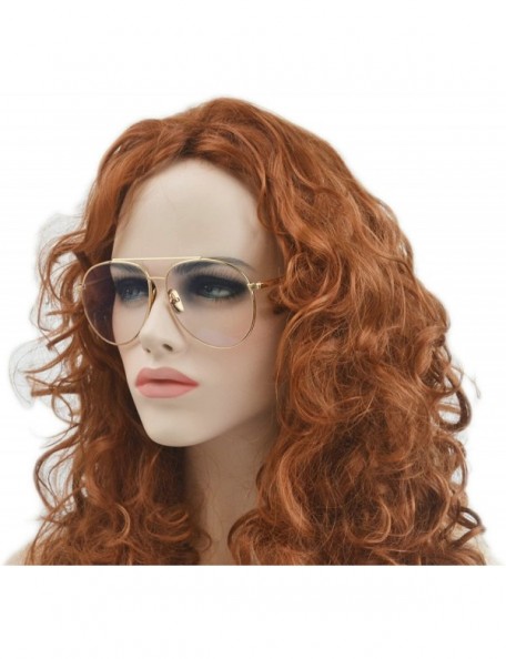 Round Double Metal Bridge Big Box Round Sunglasses Clear And Pink - Gold-clear - CL12M70SXI3 $7.40