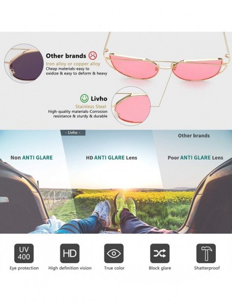 Round Sunglasses for Women - Cat Eye Mirrored/Transparent Flat Lenses Metal Frame Sunglasses UV400 - CB18ISMEZWT $8.78