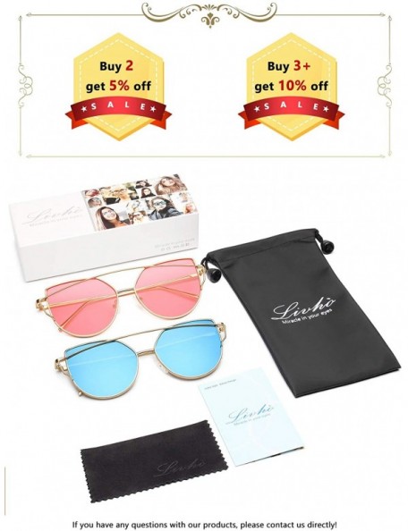 Round Sunglasses for Women - Cat Eye Mirrored/Transparent Flat Lenses Metal Frame Sunglasses UV400 - CB18ISMEZWT $8.78