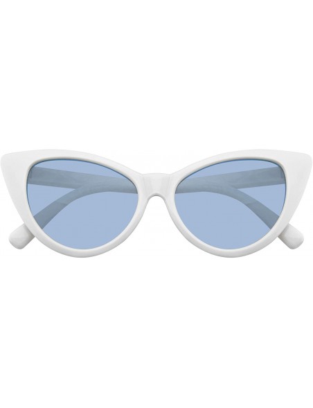 Cat Eye Retro 1990's Color Tone Fashion Mod White Super Cat Eye Sunglasses - Blue - CF196MQT079 $10.36