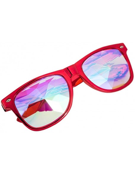 Goggle Kaleidoscope Sunglasses Round Rave Festival Diffraction BEST Prism Glasses - Black+red - CP18HQCDCDS $23.04