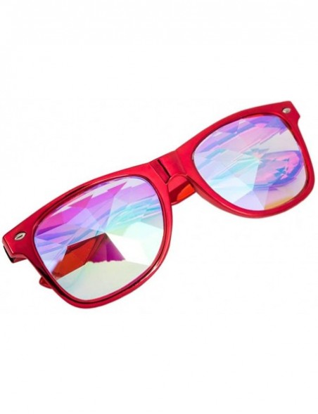 Goggle Kaleidoscope Sunglasses Round Rave Festival Diffraction BEST Prism Glasses - Black+red - CP18HQCDCDS $23.04