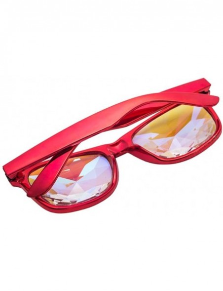 Goggle Kaleidoscope Sunglasses Round Rave Festival Diffraction BEST Prism Glasses - Black+red - CP18HQCDCDS $23.04