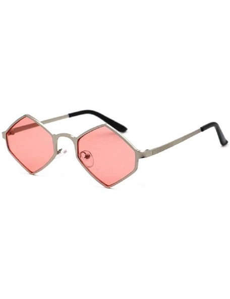 Goggle Fashion Polygon Sunglasses Small Metal Frame Delicate Temple Women - B - C118SH0X5LO $7.47