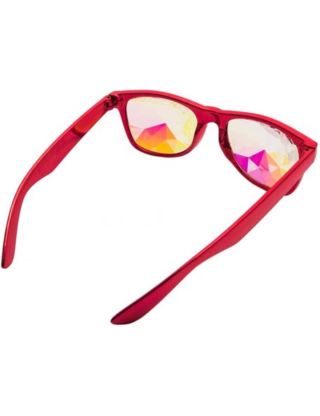 Goggle Kaleidoscope Sunglasses Round Rave Festival Diffraction BEST Prism Glasses - Black+red - CP18HQCDCDS $23.04