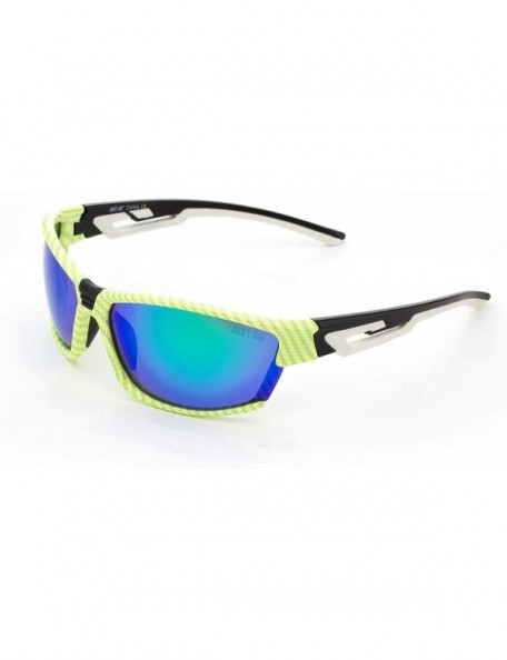 Sport Polarized Sports Sunglasses for Baseball Running Cycling Fishing Golf - Green Frame Blue Revo Lenses - CV18E7LT7OK $28.17