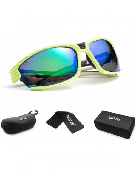 Sport Polarized Sports Sunglasses for Baseball Running Cycling Fishing Golf - Green Frame Blue Revo Lenses - CV18E7LT7OK $18.14