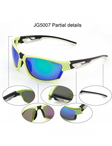 Sport Polarized Sports Sunglasses for Baseball Running Cycling Fishing Golf - Green Frame Blue Revo Lenses - CV18E7LT7OK $18.14