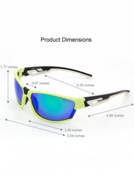 Sport Polarized Sports Sunglasses for Baseball Running Cycling Fishing Golf - Green Frame Blue Revo Lenses - CV18E7LT7OK $18.14