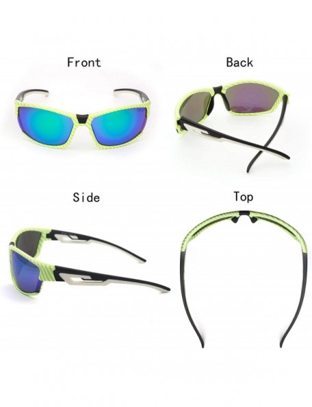 Sport Polarized Sports Sunglasses for Baseball Running Cycling Fishing Golf - Green Frame Blue Revo Lenses - CV18E7LT7OK $18.14