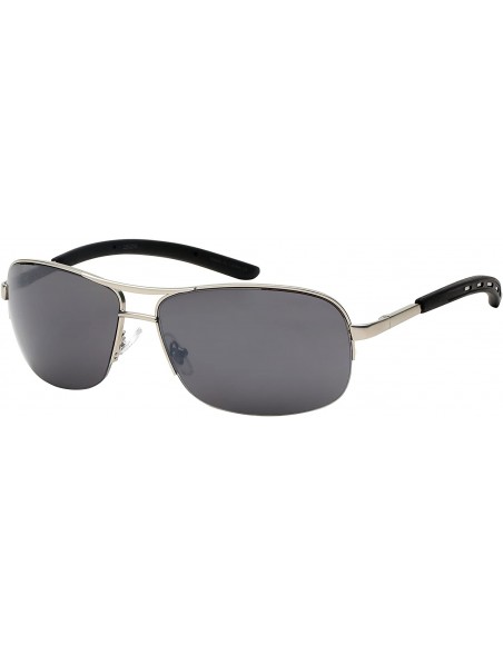 Semi-rimless Semi-Rimless Square Aviators w/Flash Mirror Lens 25125S-FM - Matte Silver - CZ12JJA8KLX $8.20