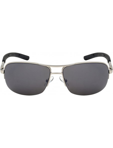 Semi-rimless Semi-Rimless Square Aviators w/Flash Mirror Lens 25125S-FM - Matte Silver - CZ12JJA8KLX $8.20