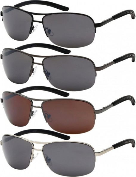 Semi-rimless Semi-Rimless Square Aviators w/Flash Mirror Lens 25125S-FM - Matte Silver - CZ12JJA8KLX $8.20