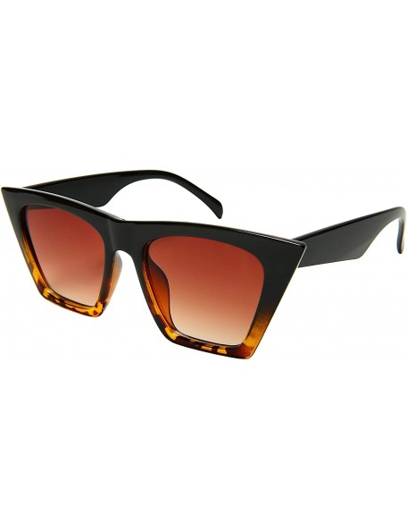 Square Designer Fashion Cateye Square Sunglasses for Women 100% UV 400 Protection Flat Gradient Color Lens 32409/54118 - CY19...