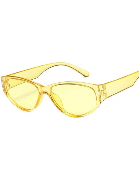 Round Sexy Cat Eye Sunglasses Women Mirror Sun Glasses Ladies Round Lens Shades For Female Eyewear UV400 - Yellow - CT198XN0L...