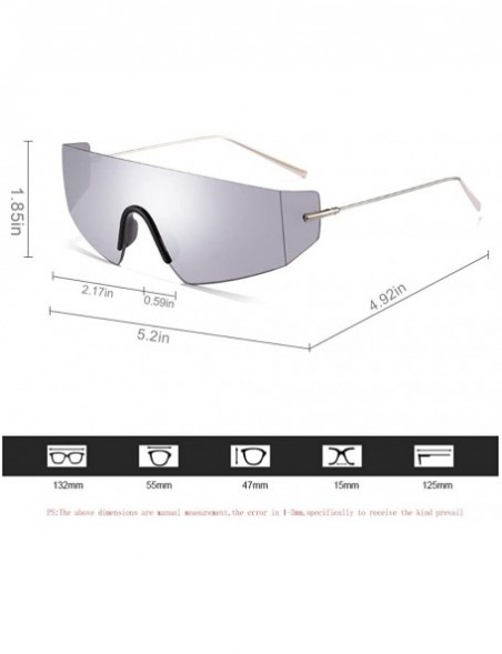 Rimless Unique Shield Irregular Thin Temple Sunglasses Flat Rimless One Piece Eyewear For Women Men - CB18AI2UN78 $15.28