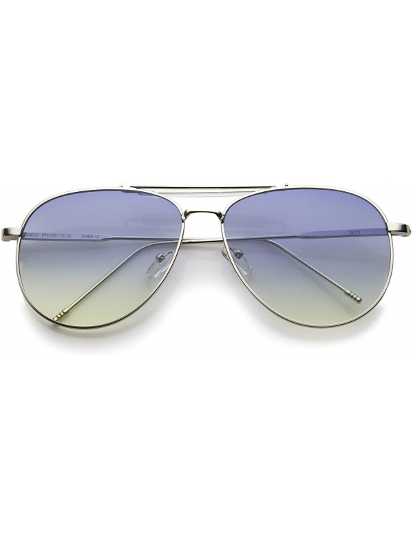 Aviator Large Classic Teardrop Crossbar Oceanic Flat Lens Aviator Sunglasses 56mm - Silver-clear / Blue-yellow - C112G0QNCZJ ...