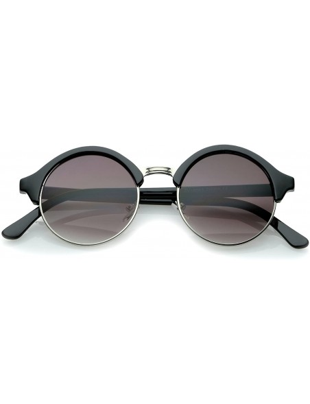 Rimless Classic Semi-Rimless Metal Nose Bridge P3 Round Sunglasses 47mm - Black-silver / Lavender - CN12OCBJKFZ $9.01