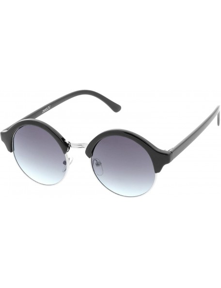 Rimless Classic Semi-Rimless Metal Nose Bridge P3 Round Sunglasses 47mm - Black-silver / Lavender - CN12OCBJKFZ $9.01