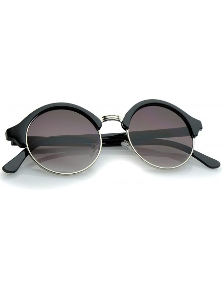 Rimless Classic Semi-Rimless Metal Nose Bridge P3 Round Sunglasses 47mm - Black-silver / Lavender - CN12OCBJKFZ $9.01