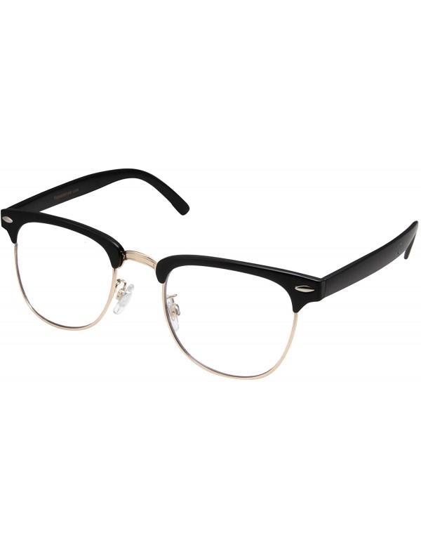 Wayfarer Mens Non Prescription Clear Lens Glasses - Black With Gold - CJ12FNIFJER $12.97