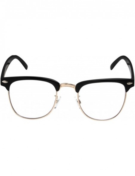 Wayfarer Mens Non Prescription Clear Lens Glasses - Black With Gold - CJ12FNIFJER $12.97