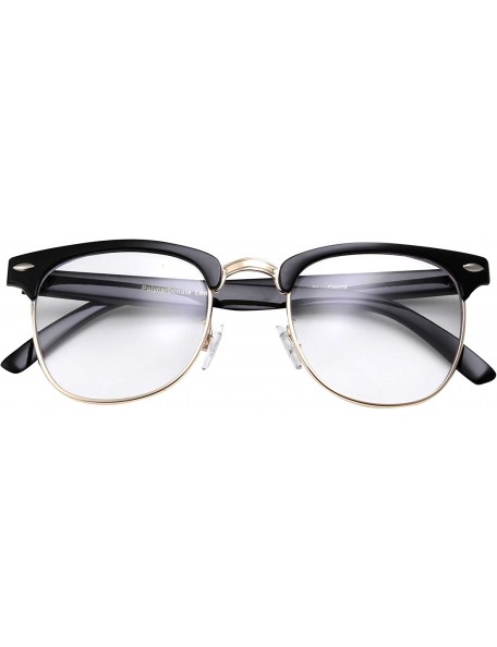 Wayfarer Mens Non Prescription Clear Lens Glasses - Black With Gold - CJ12FNIFJER $12.97